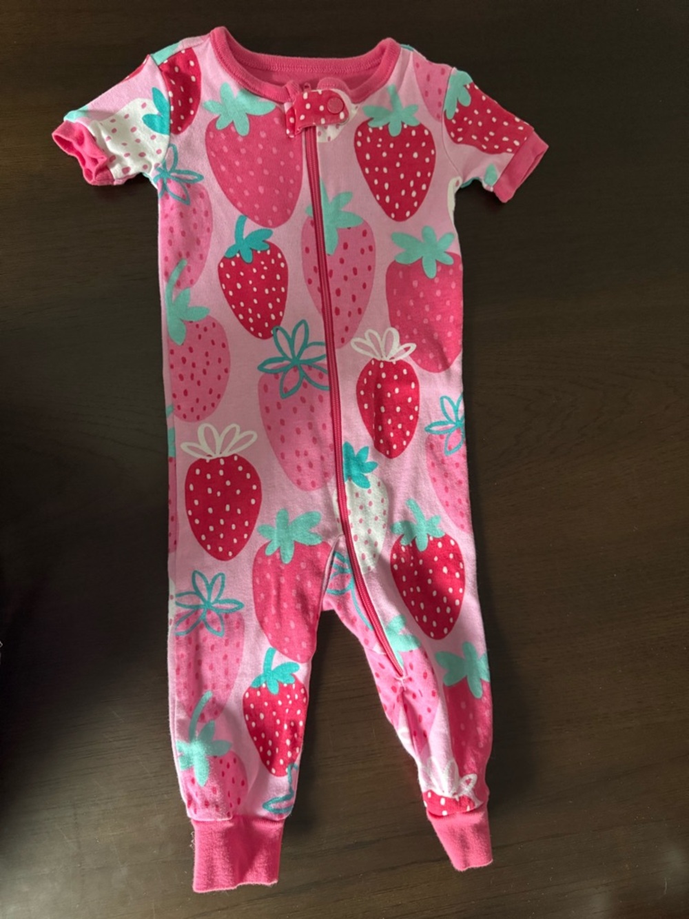The Children’s Place Baby Pink Strawberry One-Piece Romper 3-6 Months Cotton
